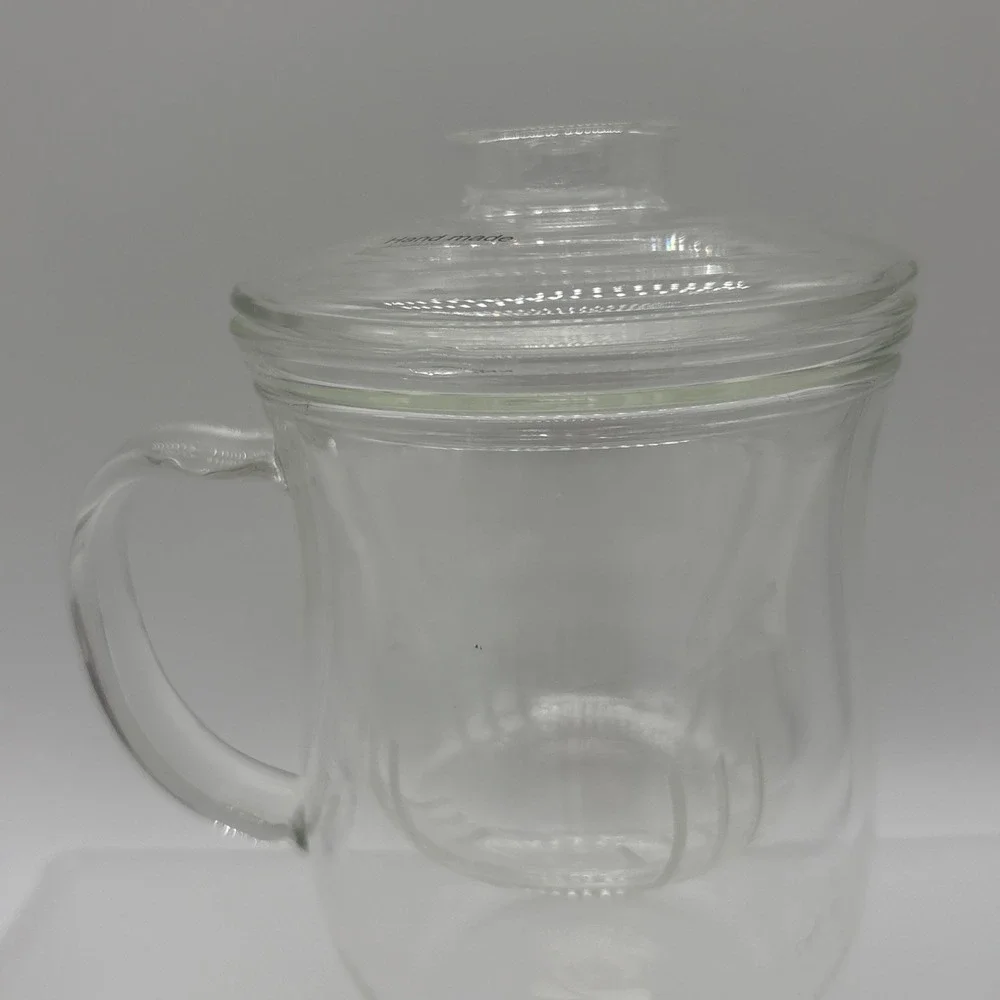 Teavana Joli Clear Glass Mug with Infuser Basket and Lid 10 oz GUC